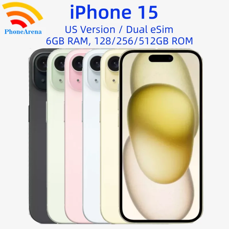 Unlocked iPhone 15 128/256/512GB ROM 6.1' Original Super Retina OLED Dual-eSIM 6GB RAM Face ID NFC A16 5G iPhone15 Mobile Phone