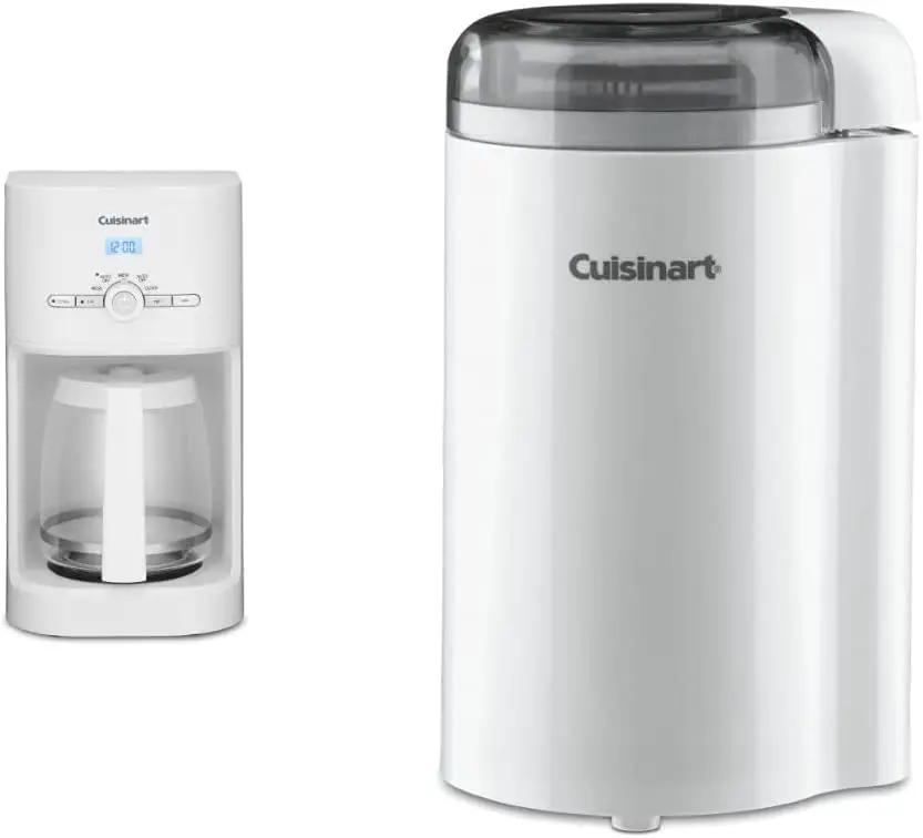 

DCC-1120 12-Cup Classic Programmable Coffeemaker, White, 12-Cup, Programmable & DCG-20BN Coffee Grinder, Blade, White