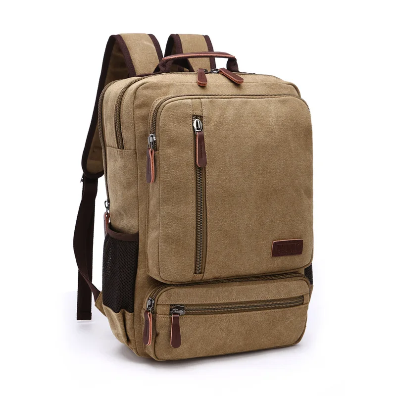 Large Capacity Men's Backpack Vintage Canvas Travel Backpack Fashion Zipper Student School Bag Multifunction Man Laptop Bag