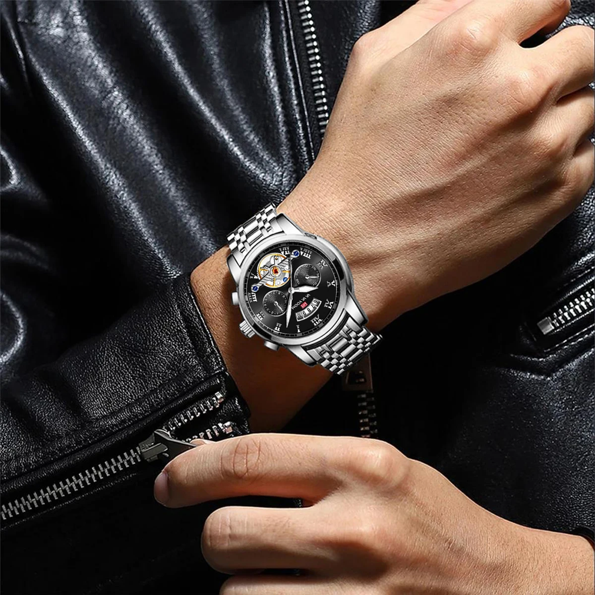 Brand Men Watch Original Pilot Series Simulation Tourbillon 41mm Stainless Steel Quartz Movement Casual Sports Watch_voghion.com