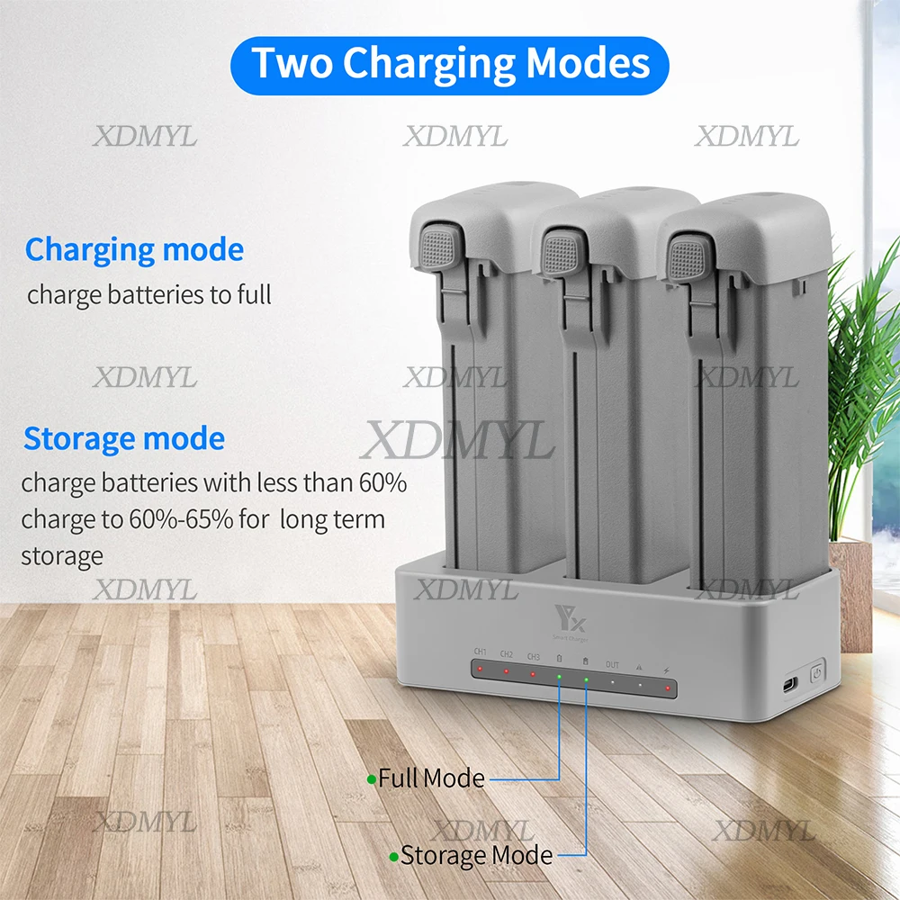 Chargeur intelligent 3 voies 100W pour batterie drone Avata