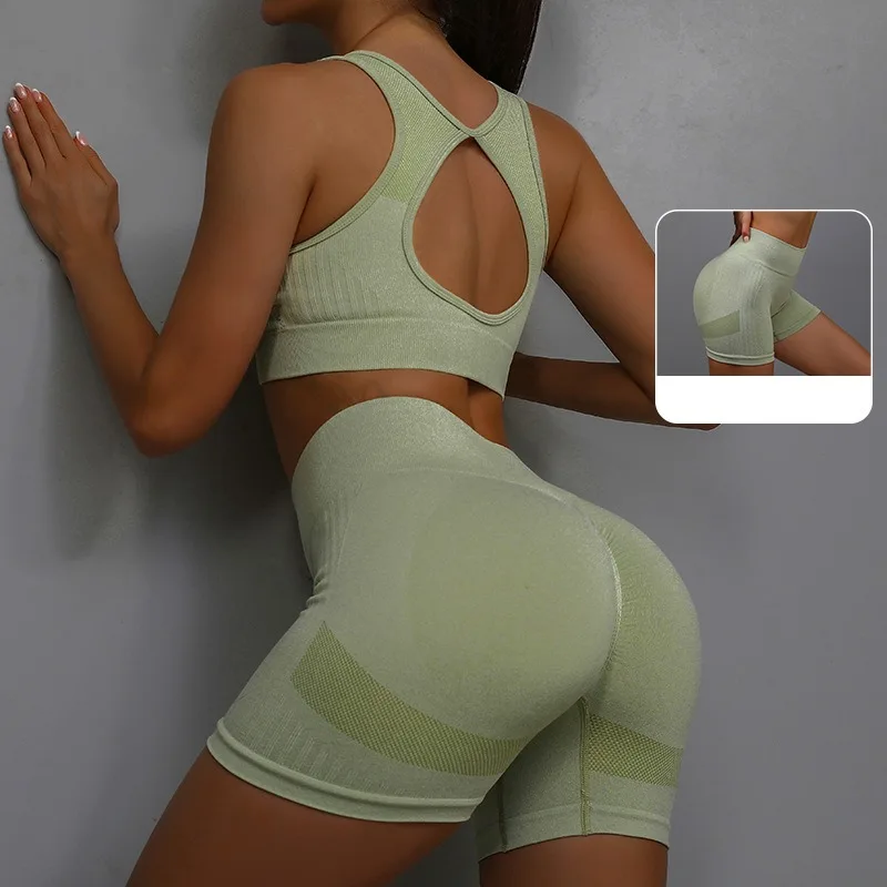 2 pièces costume de Yoga sous-vêtements de sport de Yoga costume de Fitness pour femmes gilet de course sport ensemble de Shorts de Yoga ensemble de Yoga ensemble d'entraînement