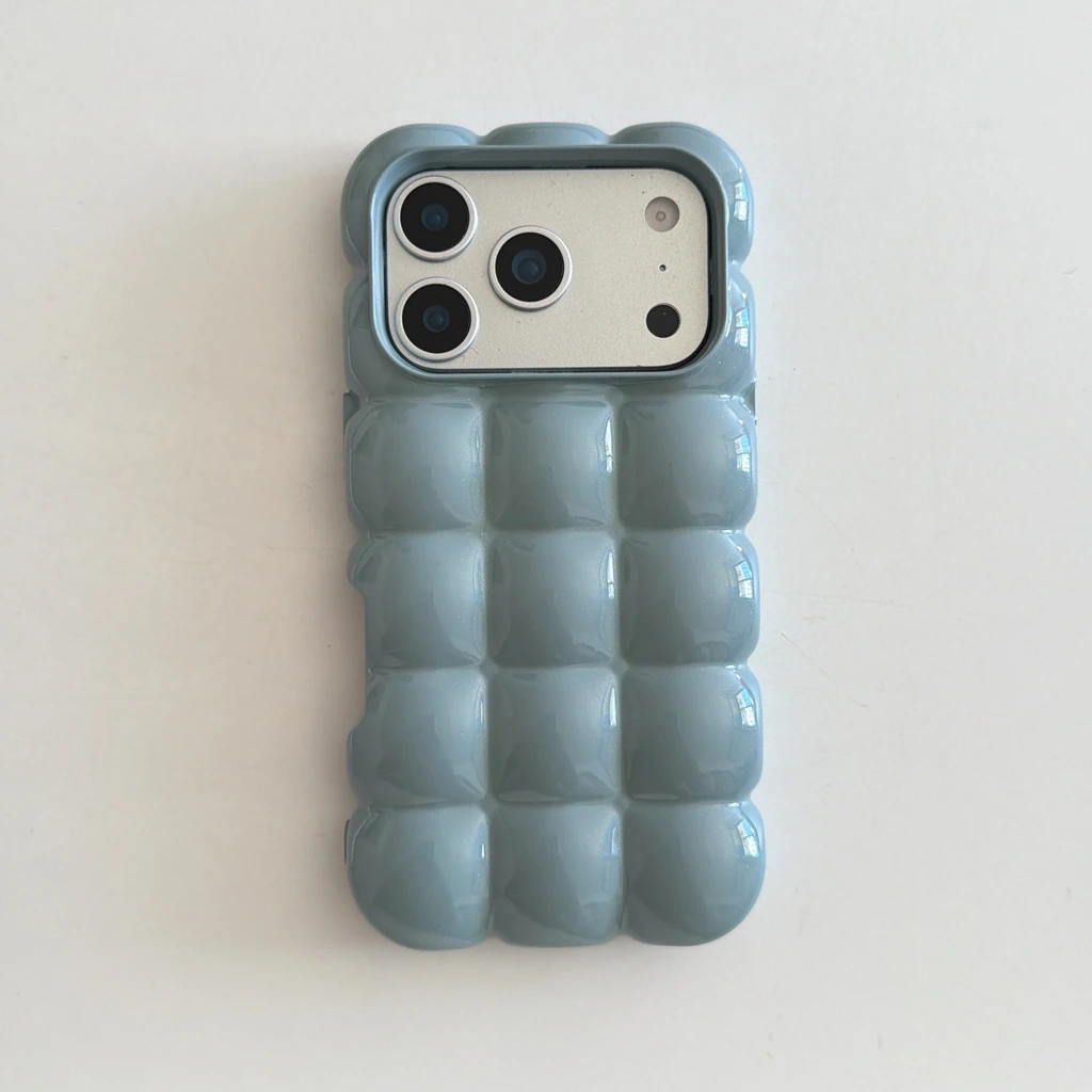 Creative Stereoscopic Bread Grid Pattern Glossy Matte Solid Color Phone Cover Case