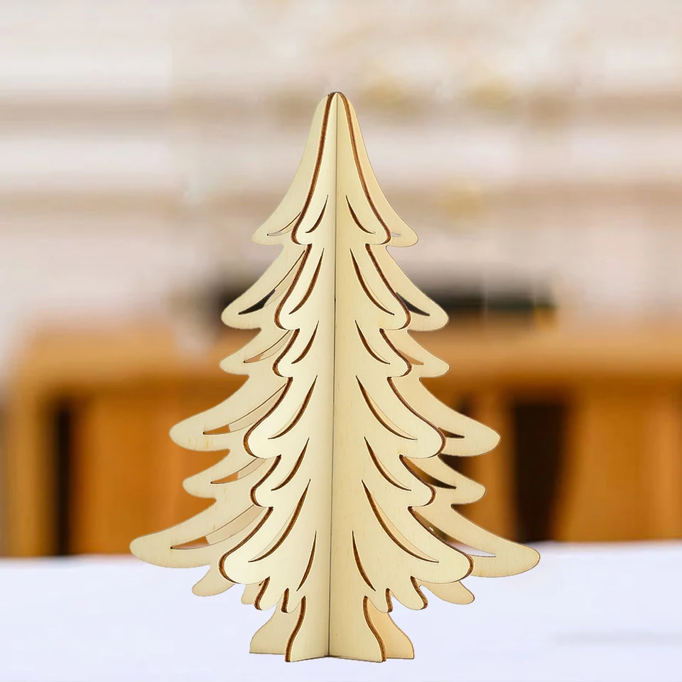 Albero Di Natale Da Tavolo In Legno Fai Da Te, 17x13 Cm, Con 12 Decorazioni In Miniatura E Stella. Kit Creativo Per Decorare Scrivania, Casa O Ufficio. Regalo Natalizio Originale.