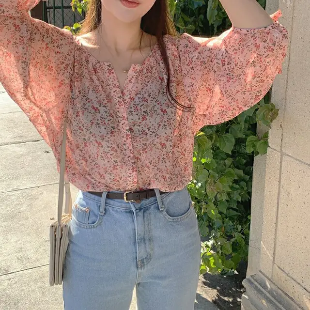 봄의 상쾌함을 담은 세련된 2024년 봄 쉬폰 셔츠