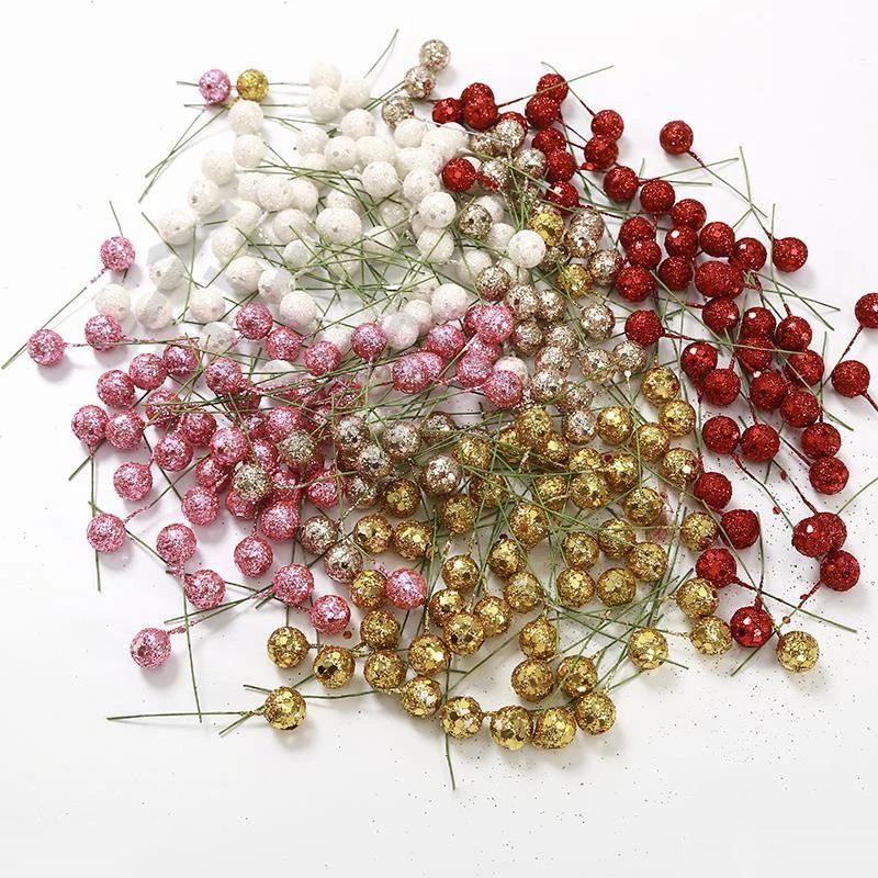 Artificial Berry Christmas Decoration Xmas Tree Ornaments Home Decor Navidad New Year DIY Garland Gift Accessory 1.2cm 50Pcs