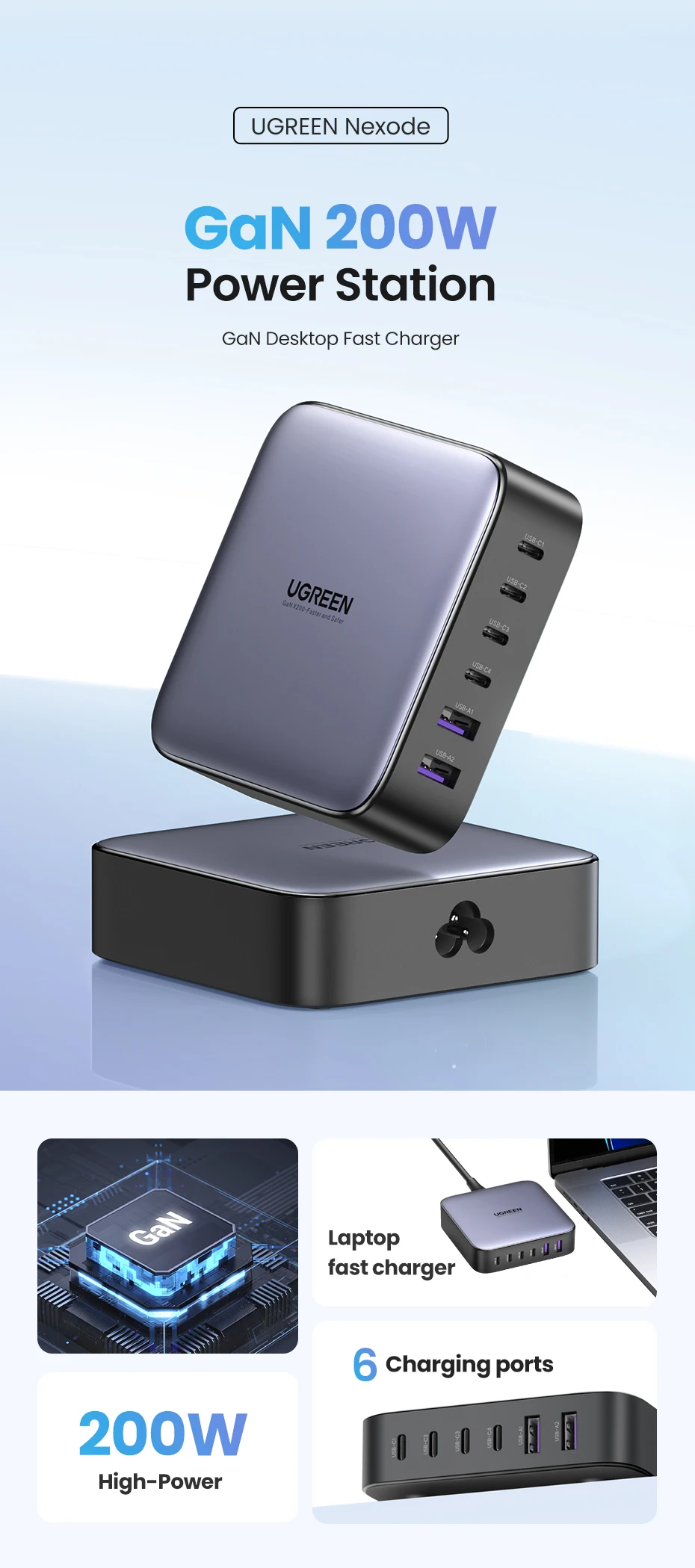 Buy UGreen Nexode 200W Desktop Charger Price In Pakistan available on techmac.pk we offer fast home delivery all over nationwide.