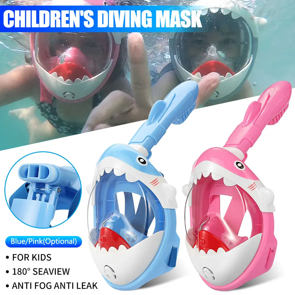 Snorkeling Full Face Diving Mask Kids Swimming Equipment Snokeling Support Goggles Swim and Snorkel 4~11 Years Children's Masks