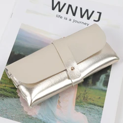 Elegant Women's PU Leather Eyewear Case - Stylish & Portable Glasses Holder (Gold)