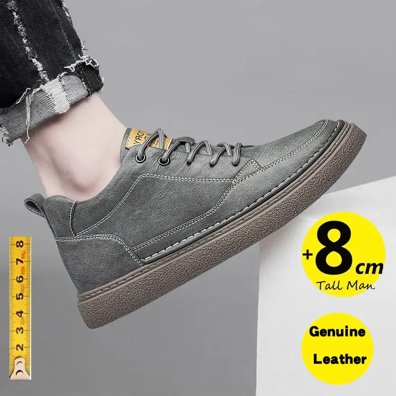 Men Sneakers Elevator Shoes Hidden Heels Hollow Board shoes Breathable Heightening 6CM 8CM Increase Casual Sports Height Shoes 4