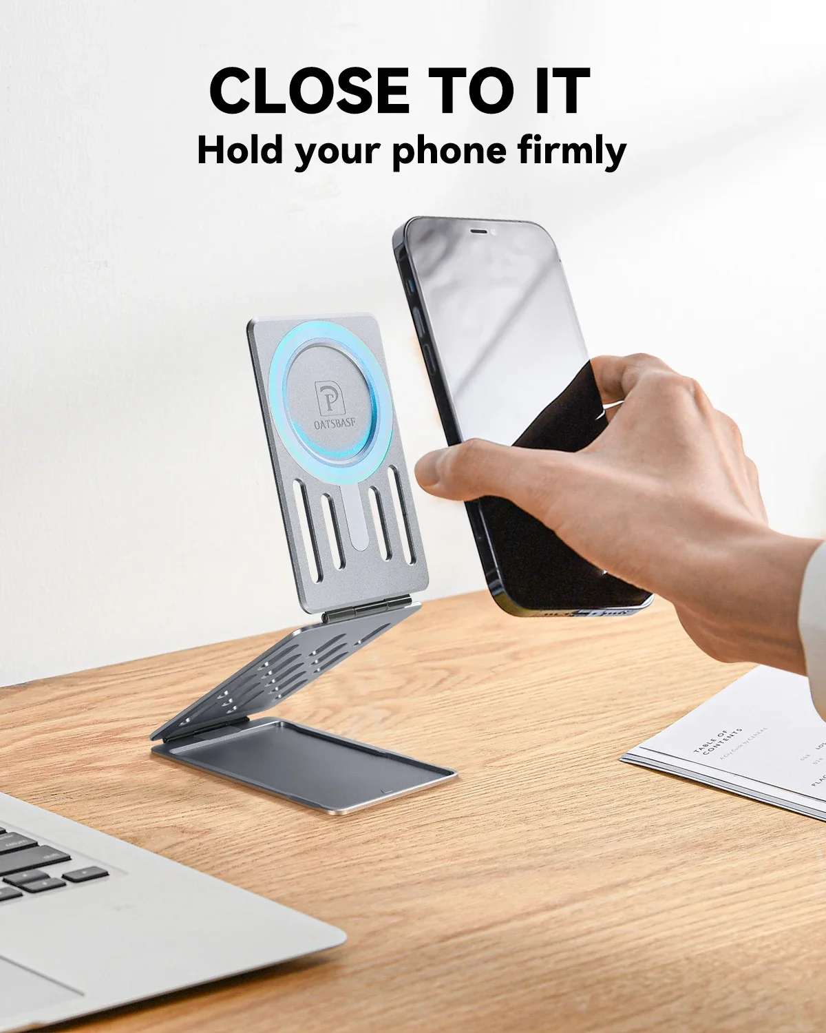 Eary Magnetic Phone Stand Mount For Desk Portable Tri-fold Metal Holder For Recording Video Fit For Iphone 16 15 Samsung Series