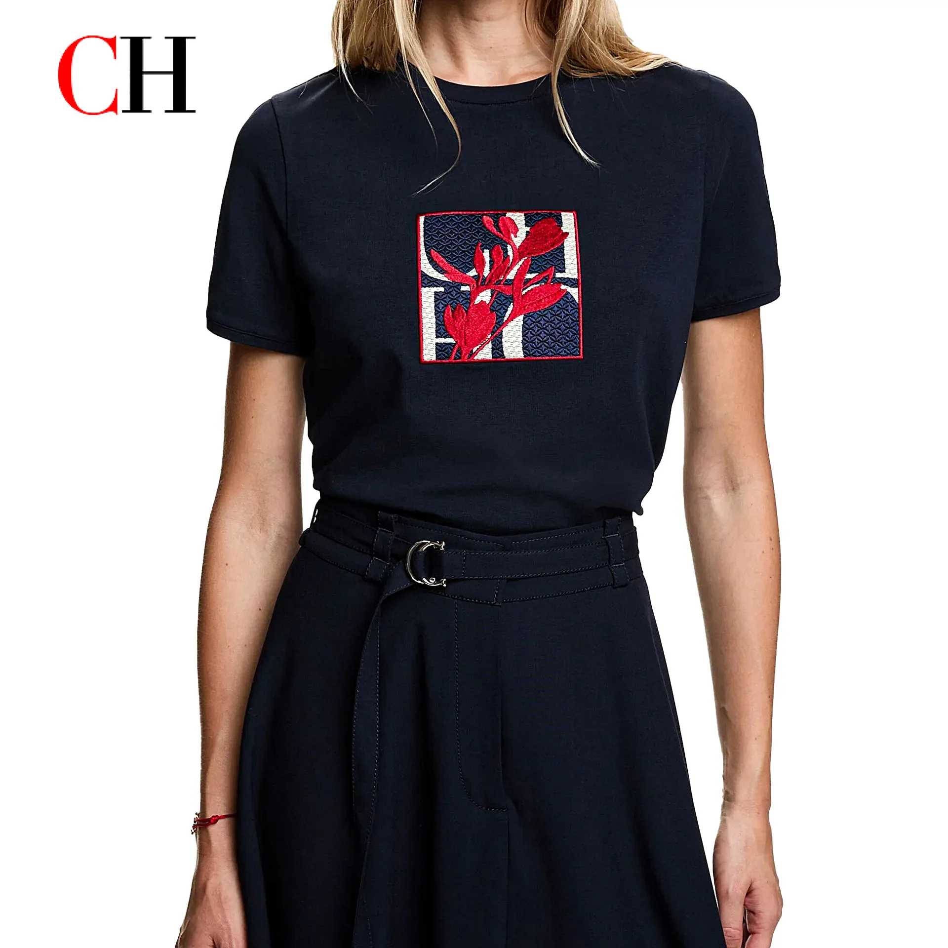 CH Sommermode Vielseitiges Slim-Fit T-Shirt Hochwertiges Ausgewähltes Produkt 2026 Neues Besticktes Vielseitiges Damen-Trendtop