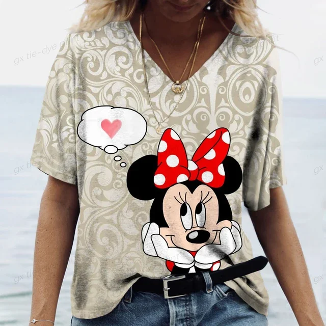 thumbnail image 1 of Camiseta de moda para mujer, camiseta con estampado de Mickey Mouse, ropa de manga corta para mujer, camiseta Harajuku, camiseta para mujer, camisetas de gran tamaño para mujer, 1 of 5