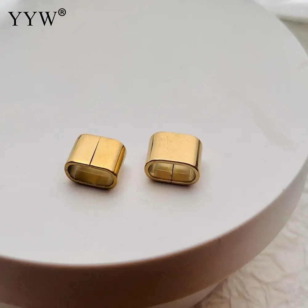 10Pcs Stainless Steel Metal Tube Positioning Tube Charms Slider Big Hole Beads For Jewelry Making Diy Leather Bracelet Findings