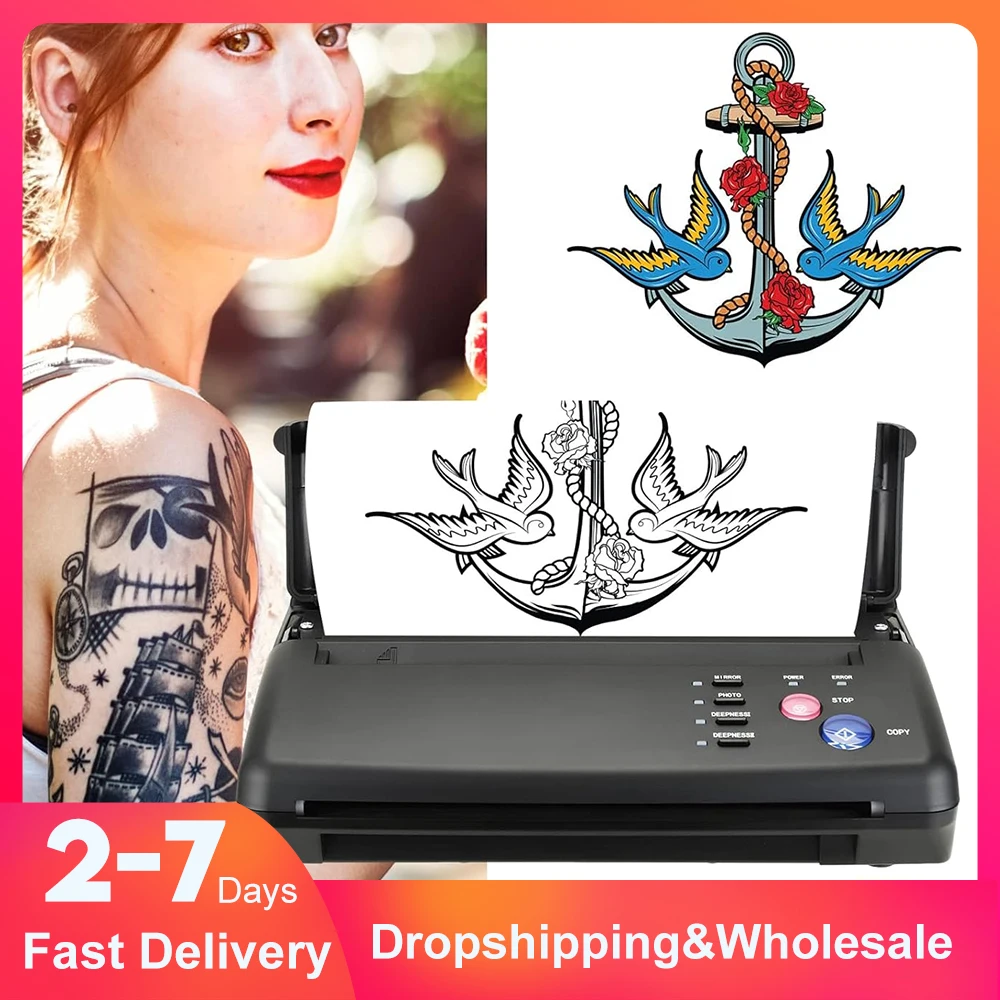 

Tattoo Transfer Machine Tattoo Thermal Stencil Printer Copier Machine with 10pcs Thermal Transfer Paper and 500 Digital Patterns