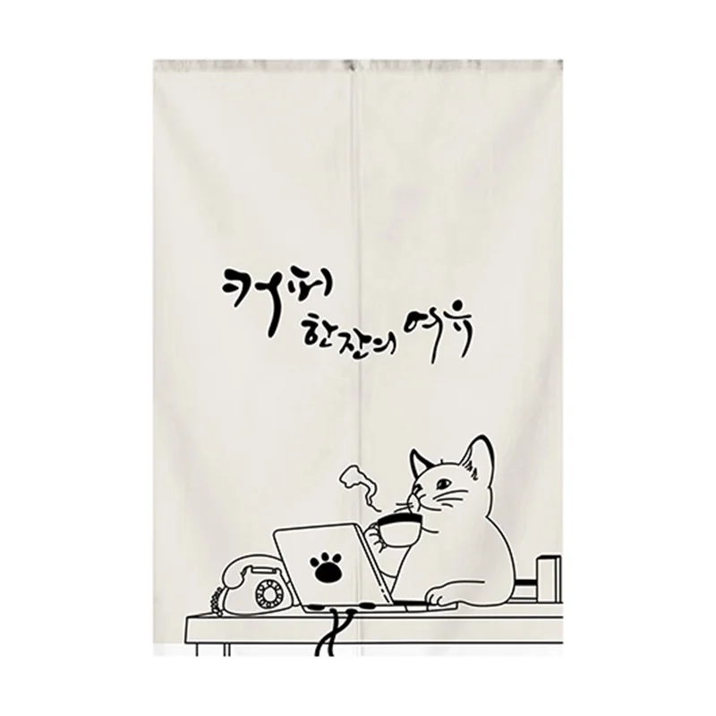 Funny Cat Japan Style Door Curtain Modern Minimalist Art Hanging Curtains Entrance Partition Bedroom Linen Kitchen Porch Decor 4