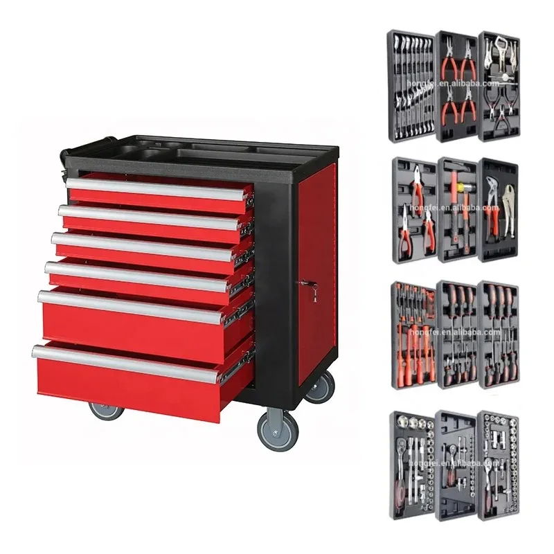 

Workshop Car Repair Use Heavy Duty Toolbox with Side Door Rolling Metal Tool Cabinet with Tool Sets