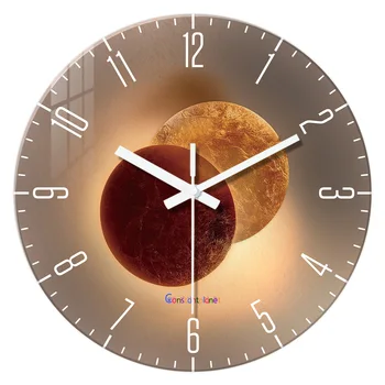 Light Luxury Shadow Pattern Tempered Glass Wall Clock 1