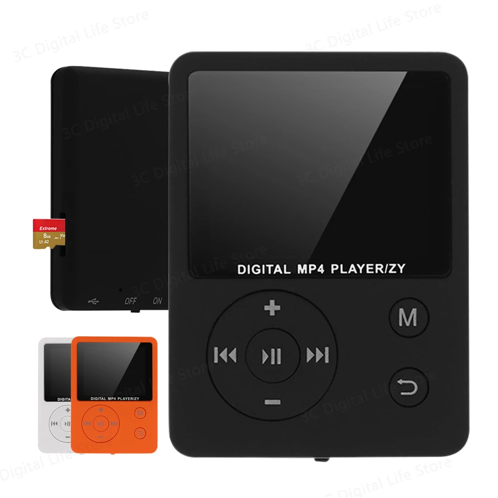 Mini MP3/MP4 Player Bluetooth Digital Display Screen Walkman Memory TF Cards Radio Build-in Speaker Music Player