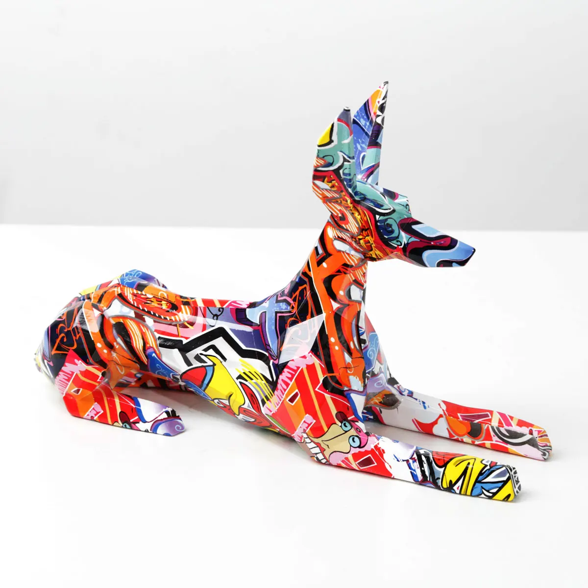 

Art Now Modern Creative Painted Colorful Doberman Decoration Home Wine Cabinet Welcome Dog Desktop Decoration Craftssoft Decor