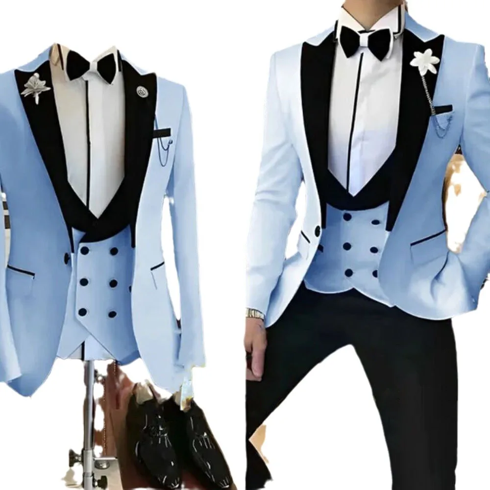 New Plus-size Men's Business Casual Suit Three-piece Bridegroom Best Man Wedding Banquet Suit 3 Piece
