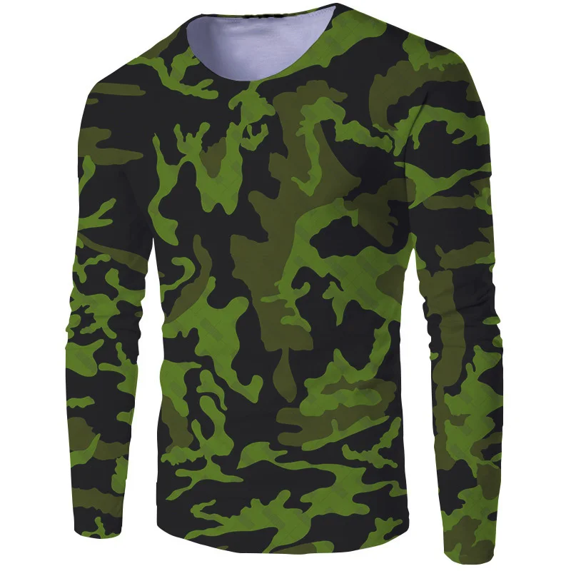 Mens Camo Long Sleeve T Shirt Pullovers