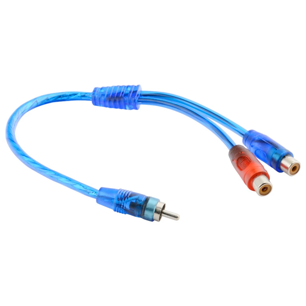 1pc 30cm 2 RCA Female To 1 RCA Male Splitter Cable For Car Audio System