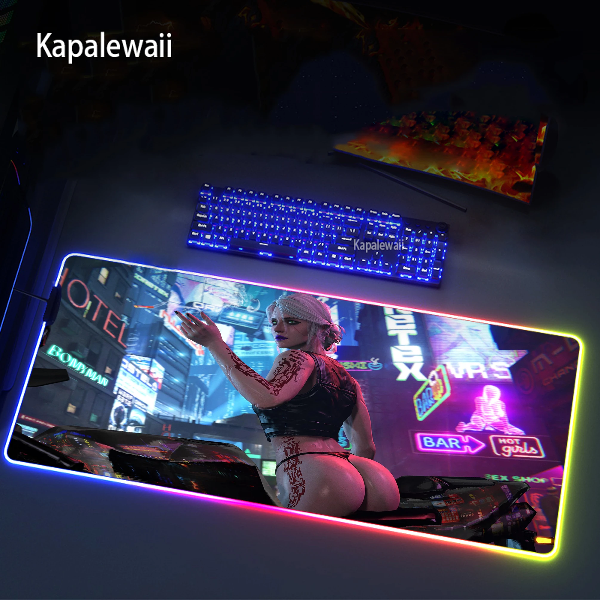 Большой коврик для мыши RGB Xxl игровой Настольный ПК светодиодный в стиле
