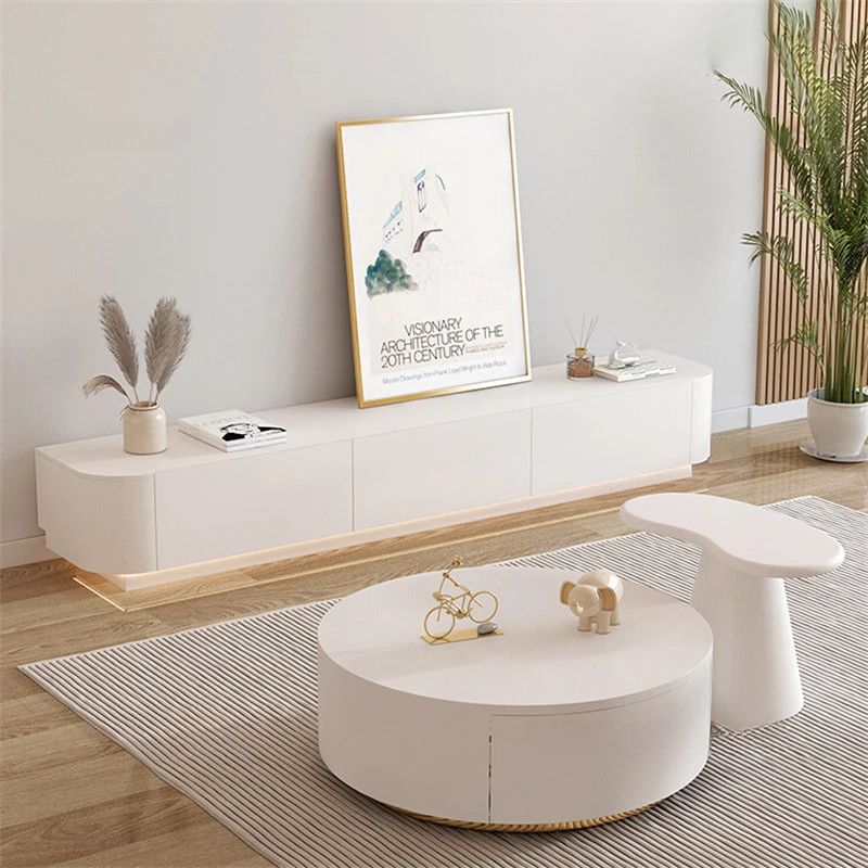 

Modern Minimalist TV Cabinets Coffee Table Combination Living Room Furniture Nordic Light Luxury Small Apartment Floor TV Stands