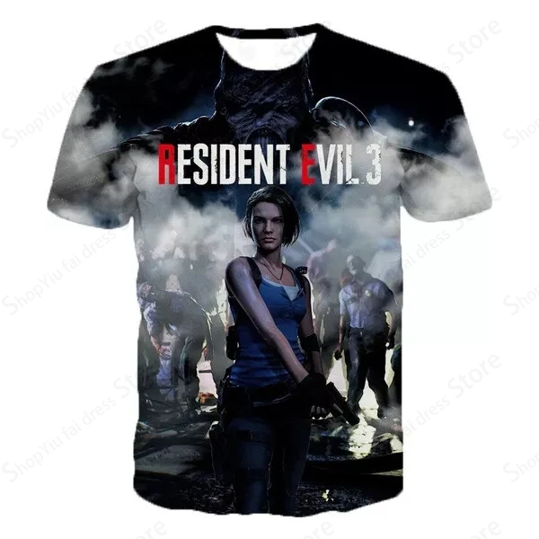 Game Men's T Shirt 3d Resident Evil Print Tshirt Men Women Fashion Short Sleeve T-shirt Kids Hip Hop Tops Tees Mens Clothes Teen
