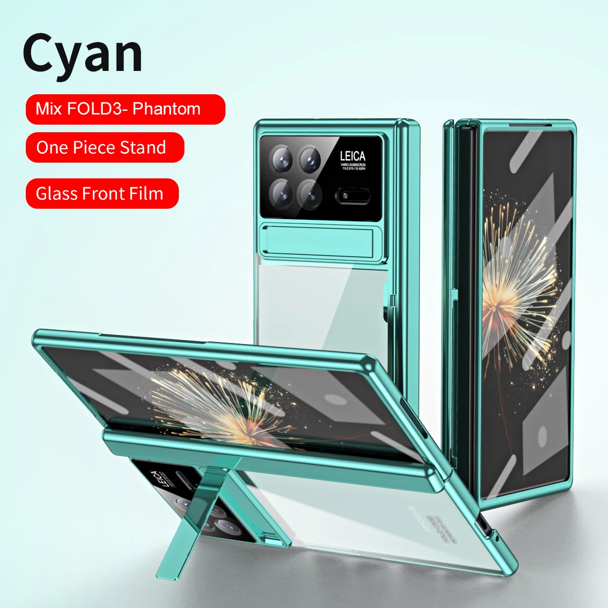 

Transparent Electroplating Phantom Hinge Protection Phone Cover for Xiaomi Mix Fold 3 Case with Screen Protector Bracket