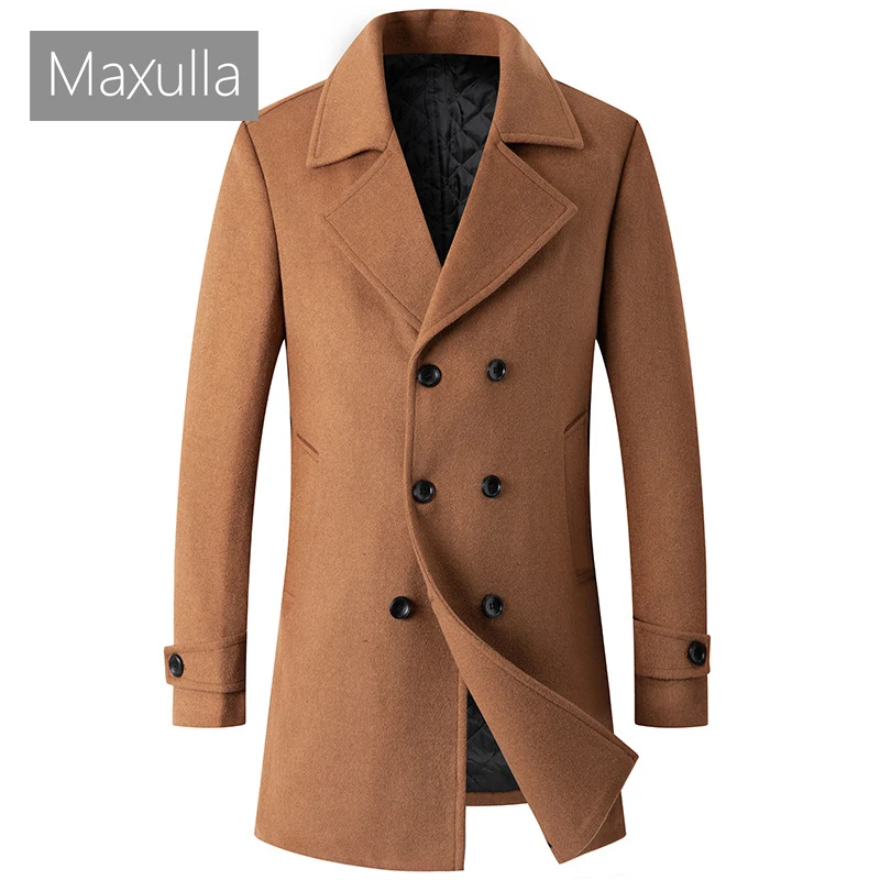 

Maxulla Winter Men's Wool Jackets Casual Male Long Slim Fit Business Suit Coats Man Double-breasted Lapels Jacket Brand Clothing