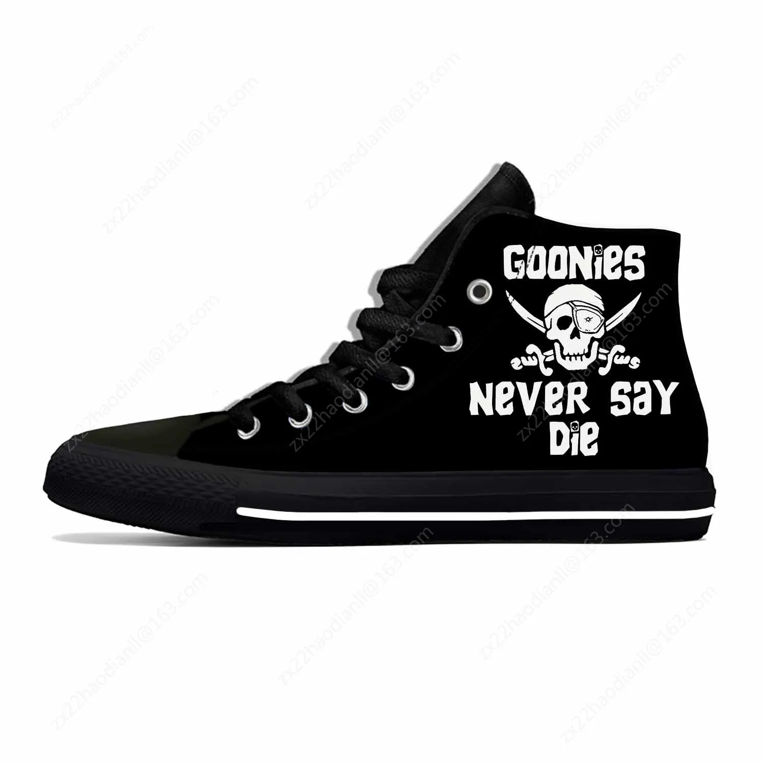 Cartoon Goonies Never Say Die Skull Pirate Rock Casual Cloth Shoes High Top Lightweight Breathable 3D Print Men Women Sneakers