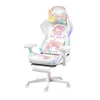 New Upgrads Adjustable Lift Gaming Chair Cute Anime Print With LED Light Home Computer Office Chair Anchor Live Gamer Chair 5