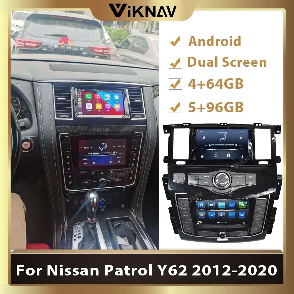 

Android 10.0 Dual Screen New Car Radio DVD Player For infiniti QX80 Nissan Patrol Y62 2010-2020 Car Stereo GPS Navigation