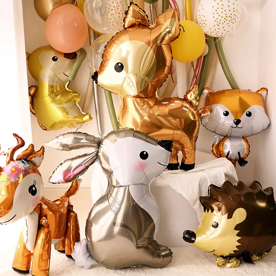 

TEEKAA Animal Theme Foil Balloon Deer Rabbit Squirrel Safari Party Decor Adult Kids Birthday Decoration Supplies Globos