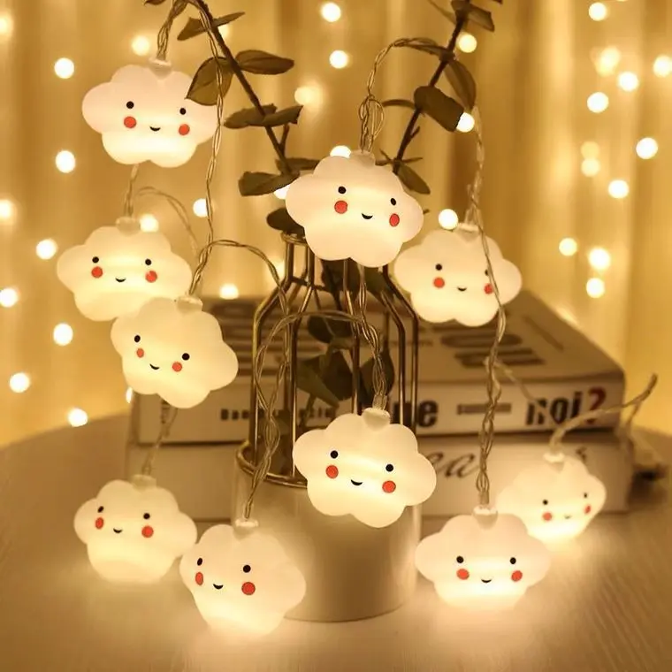 

LED Color Flashing Light Starry Sky Rainbow Clouds Atmosphere Birthday Room Decoration Smiley Face Star Light String