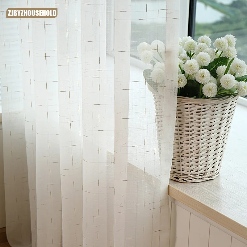 

Bay Window Curtains White Gauze Linen Gauze Living Room Bedroom Balcony Gauze Curtain Finished Sunshade Window Screen