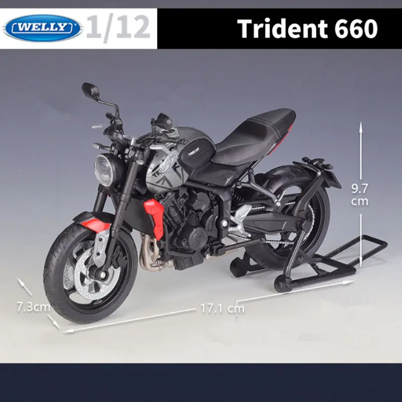 WELLY 1:12 2021 Triumph Trident 660 Alloy Racing Motorcycle Model Diecast Metal Street Motorcycle Model Simulation Kids Toy Gift 4