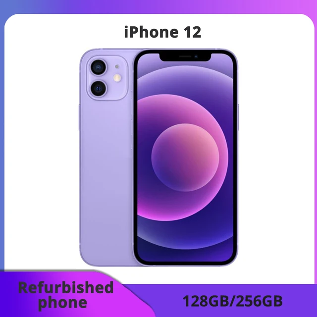 Téléphone reconditionné Apple iPhone 12 128 Go/256 Go ROM Smartphone Face ID 6,1 4G RAM Écran OLED Puce Bionic Double SIM excellent état 1