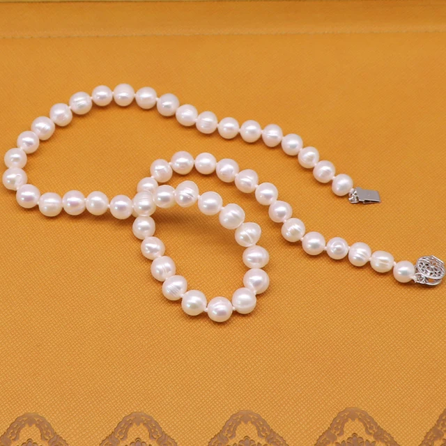 Hooz-白い淡水真珠のネックレス,6〜7mm,女性用,天然宝石用 - AliExpress