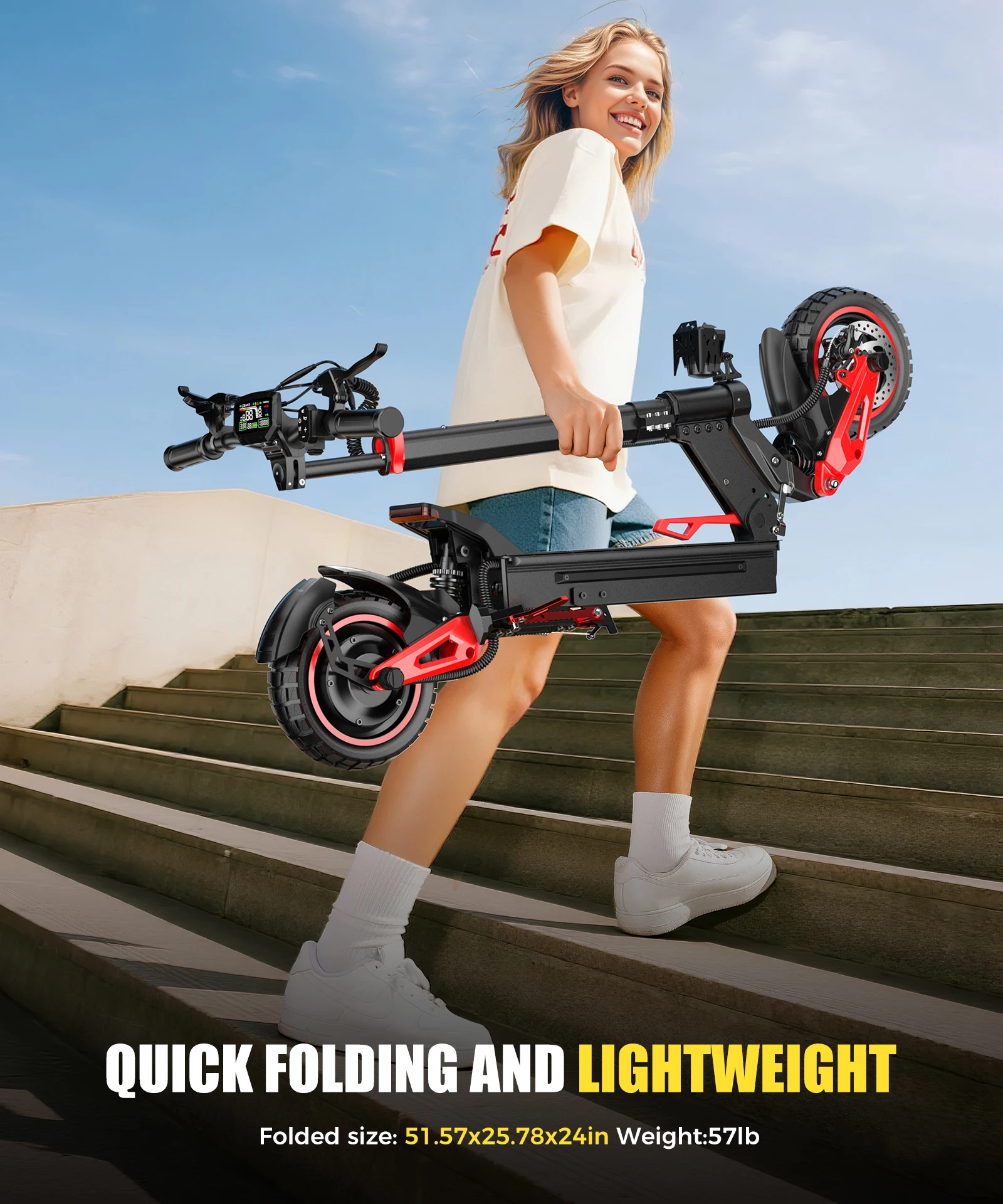 FREEBOY J15MAX Elektroroller für Erwachsene 48V18Ah E-Scooter 10-Zoll Offroad-Reifen Faltbarer Allterrain-E-Scooter – Detail 6