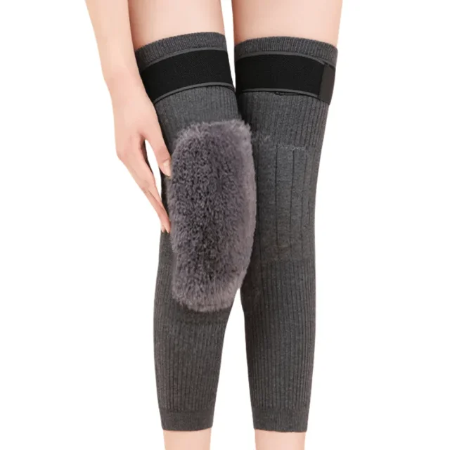 1 Pair Thermal Knee Sleeve Non-Slip Elastic Wool Cashmere Knee Brace Support Protector Knee Warmer Pads Legging Stockings Wraps 2