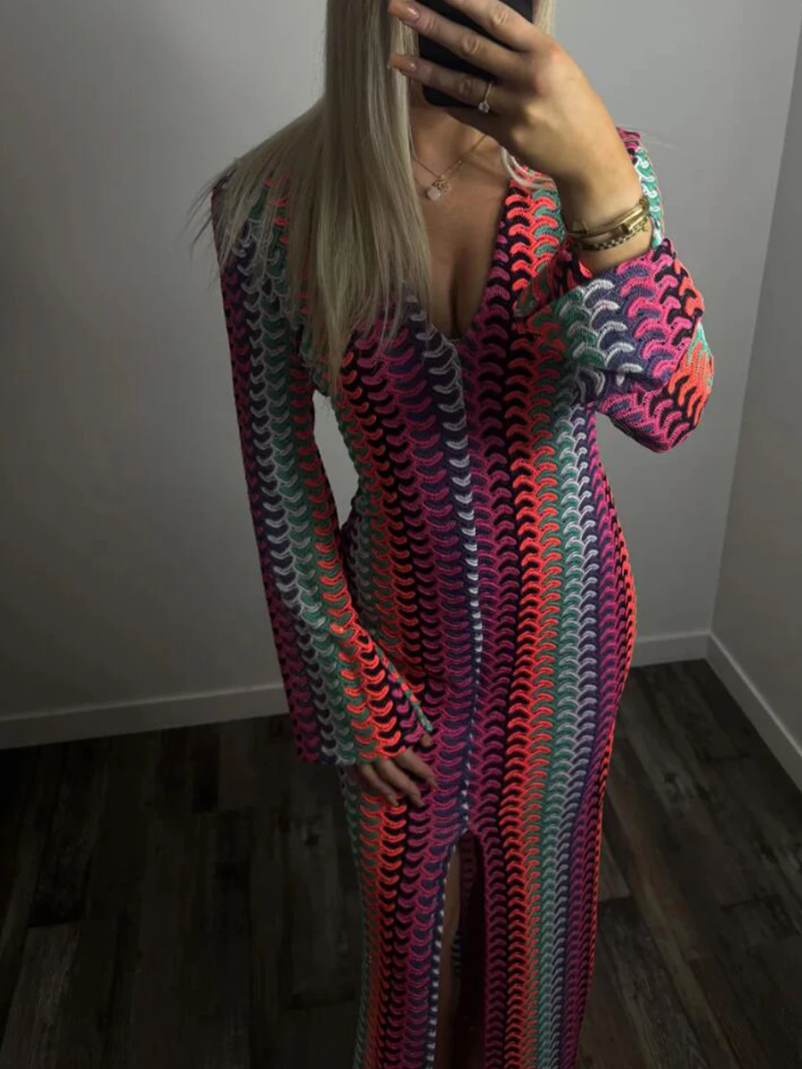 ASAYA3522 Vertical twisted V-neck summer high-end loose dress