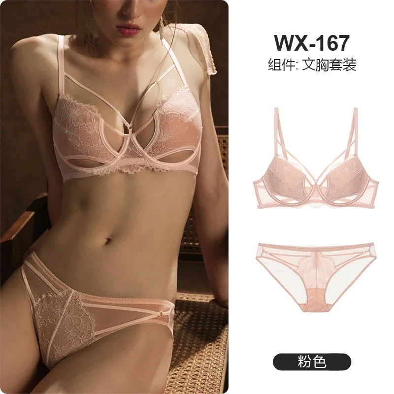 Soutien-gorge en dentelle sexy - Soutien-gorge minimisateur et anti-affaissement à couvrance complète pour femmes, confort sans armatures grandes tailles. Ensemble soutien-gorge et culotte automne-hiver.