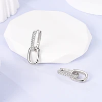 925 Silver Hoop Earrings  For Woman Pendientes Zircon Heart Shape Star Eardrop Original Earring Fashion Jewelry - Image 4