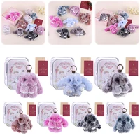 Fluffy Bunny Trinket Key Chain Charm Fur Cute Fluffy Bunny Keychain Fluffy Fur Pompon Bunny Doll Pendant Bunny Lulu Keychain 2