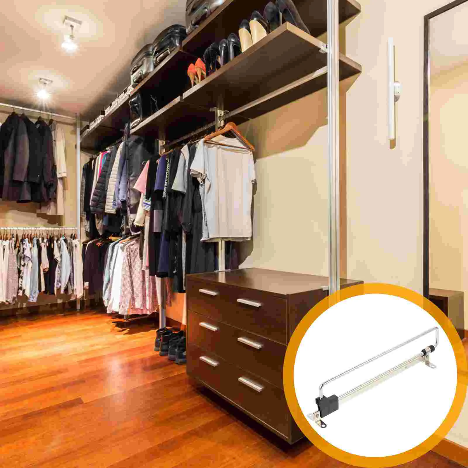 

Retractable Closet Wardrobe Rail Clothes Hanger Towel Coat Racks Rod Space Saving Pants Tie Storage Shelf Closet Organizer