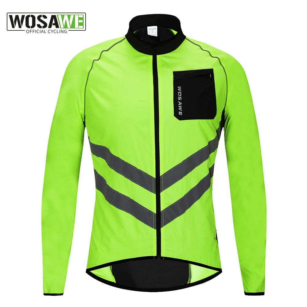 WOSAWE Cycling Rain Jacket High Visibility MultiFunction Jersey Road