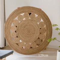 Woven Round Mat 100% Plants Carpets For Living Room Bedroom Decor Home Decoration Floor Mats Natural Rattan Grass Rugs 1